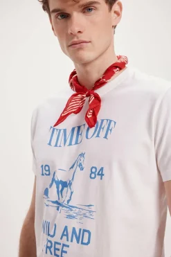 Milano T-shirt estampada Marfim Discount