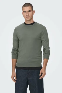 Only & Sons T-shirt gola caixa malha leve Discount
