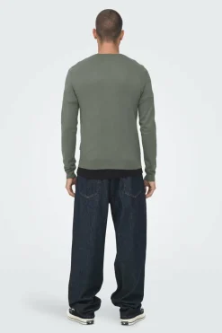 Only & Sons T-shirt gola caixa malha leve Discount