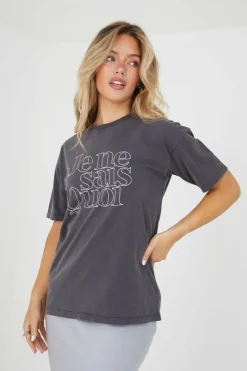 Brave Soul T-shirt lavada com manga curta cinzento New