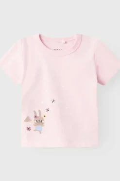 Name it T-shirt manga curta bebé menina rosa Clearance
