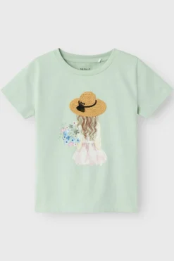 Name it T-shirt menina detalhes 3D verde Outlet