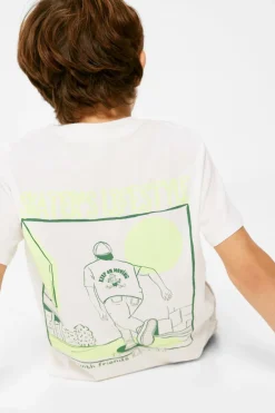 Springfield Kids T-shirt print "skate lifestyle" menino branco Fashion