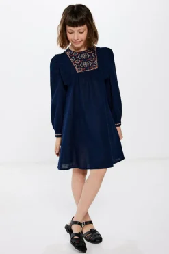 Springfield Kids Vestido bordado menina azul Outlet