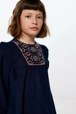 Springfield Kids Vestido bordado menina azul Outlet