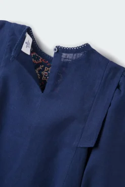 Springfield Kids Vestido bordado menina azul Outlet