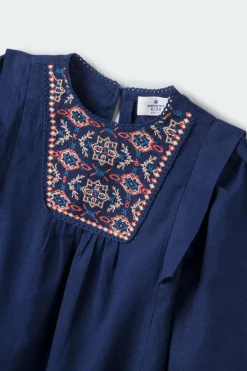 Springfield Kids Vestido bordado menina azul Outlet