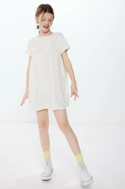 Springfield Kids Vestido bordado suíço menina branco New
