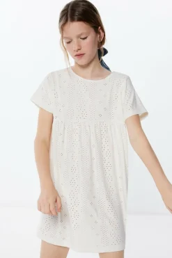 Springfield Kids Vestido bordado suíço menina branco New