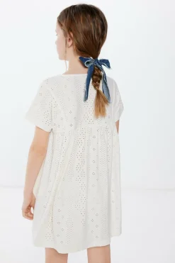 Springfield Kids Vestido bordado suíço menina branco New