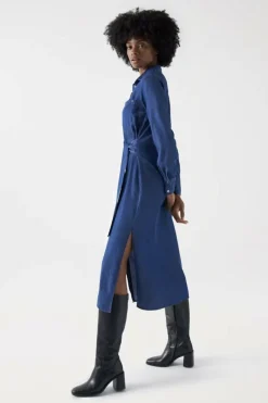 Salsa Jeans Vestido camiseiro comprido light denim Azul Online