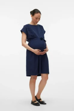 Mamalicious Vestido curto de algodão maternity e amamentação azul Hot