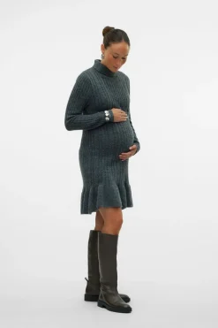 Mamalicious Vestido curto de malha maternity cinzento Discount