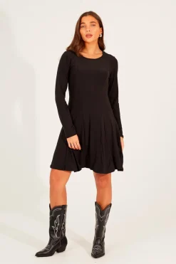 Brave Soul Vestido curto de manga comprida preto Hot