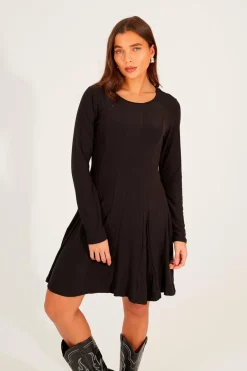 Brave Soul Vestido curto de manga comprida preto Hot