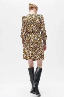 Caroll Vestido curto estampado leopardo Castanho Fashion