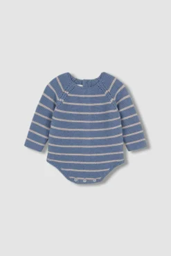 Gocco Vestido de Bebé de Malha de Riscas Médio Claro azul Outlet