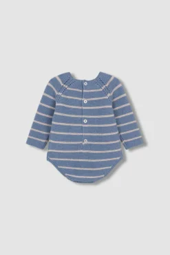 Gocco Vestido de Bebé de Malha de Riscas Médio Claro azul Outlet