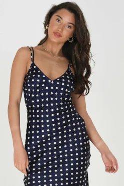 Brave Soul Vestido de bolinhas com alças azul Outlet