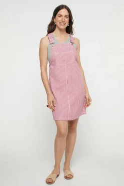 Pieces Vestido denim estampado às riscas vermelho Best