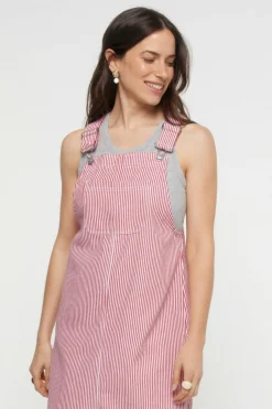Pieces Vestido denim estampado às riscas vermelho Best