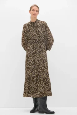 Cortefiel Vestido longo com estampado de leopardo Multicolorido Best