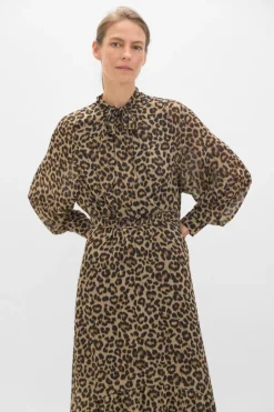Cortefiel Vestido longo com estampado de leopardo Multicolorido Best