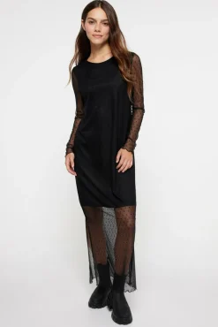 Pieces Vestido midi preto Online