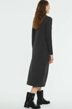 System Action Vestido midi canelado com gola polo New