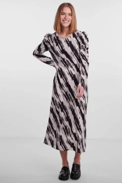Pieces Vestido midi estampado branco Discount