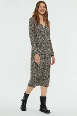 System Action Vestido midi com argola no decote estampado Hot