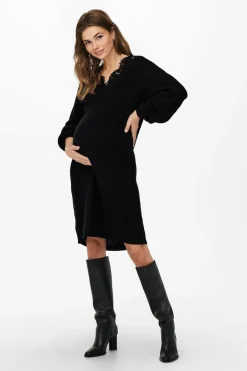Only Maternity Vestido midi malha maternity preto Discount
