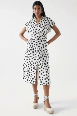 Salsa Jeans Vestido midi às bolinhas Tostado Best